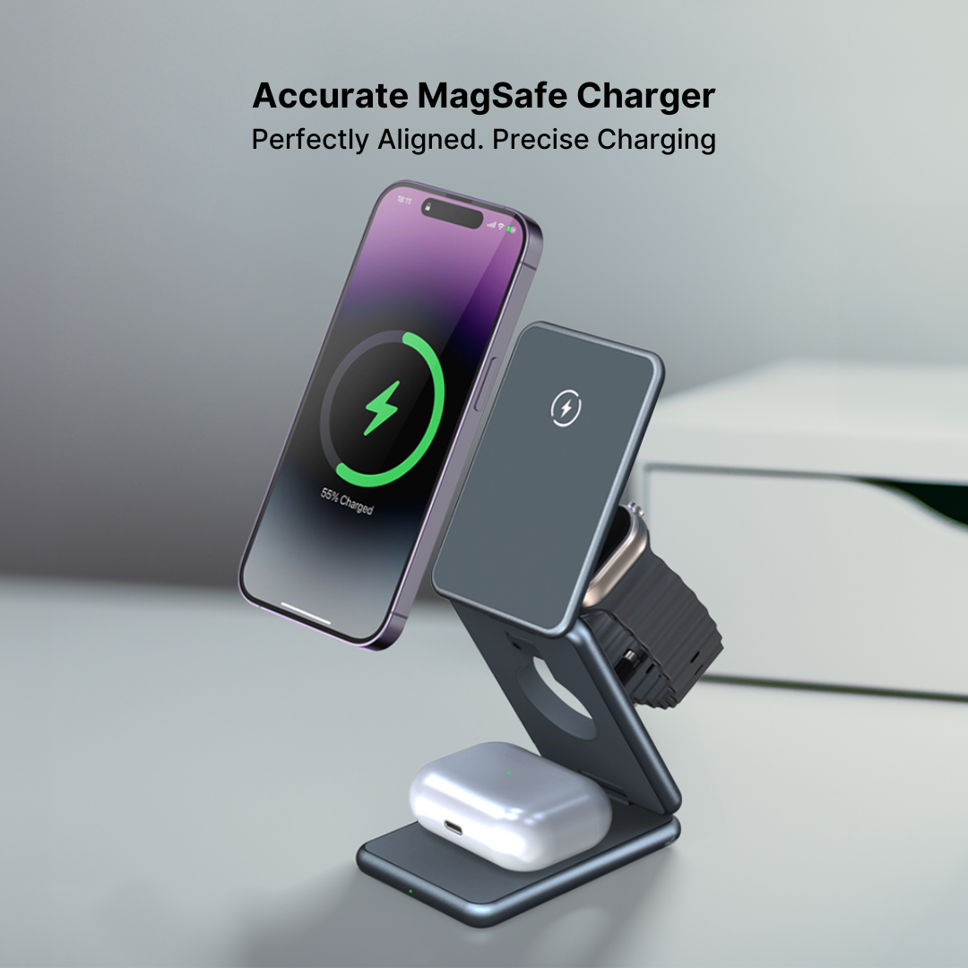 MagFold Pro 3-in-1 Aluminum Wireless Charging Stand - Image 10