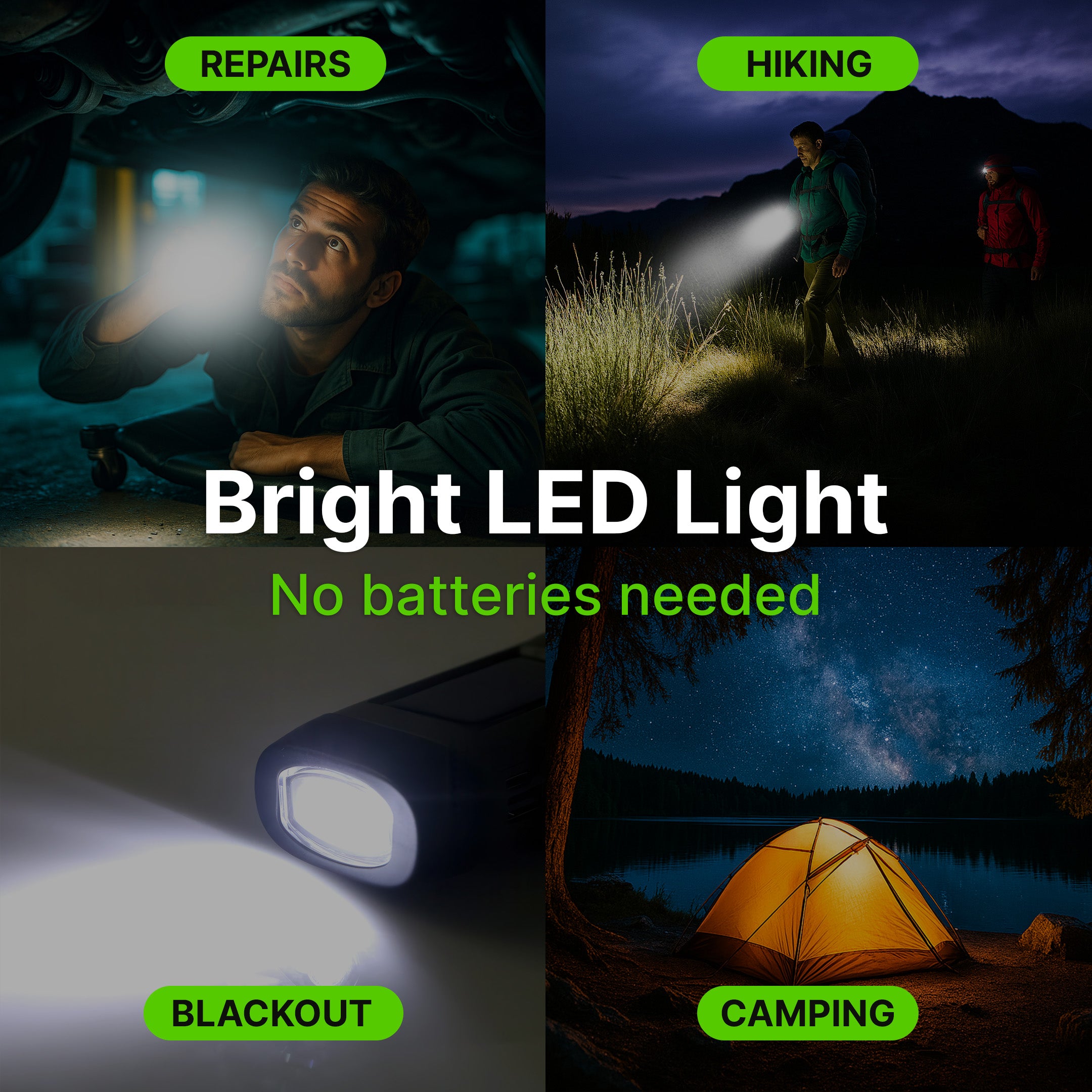 Solar Powered Hand Crank Flashlight with Powerbank - Image 2