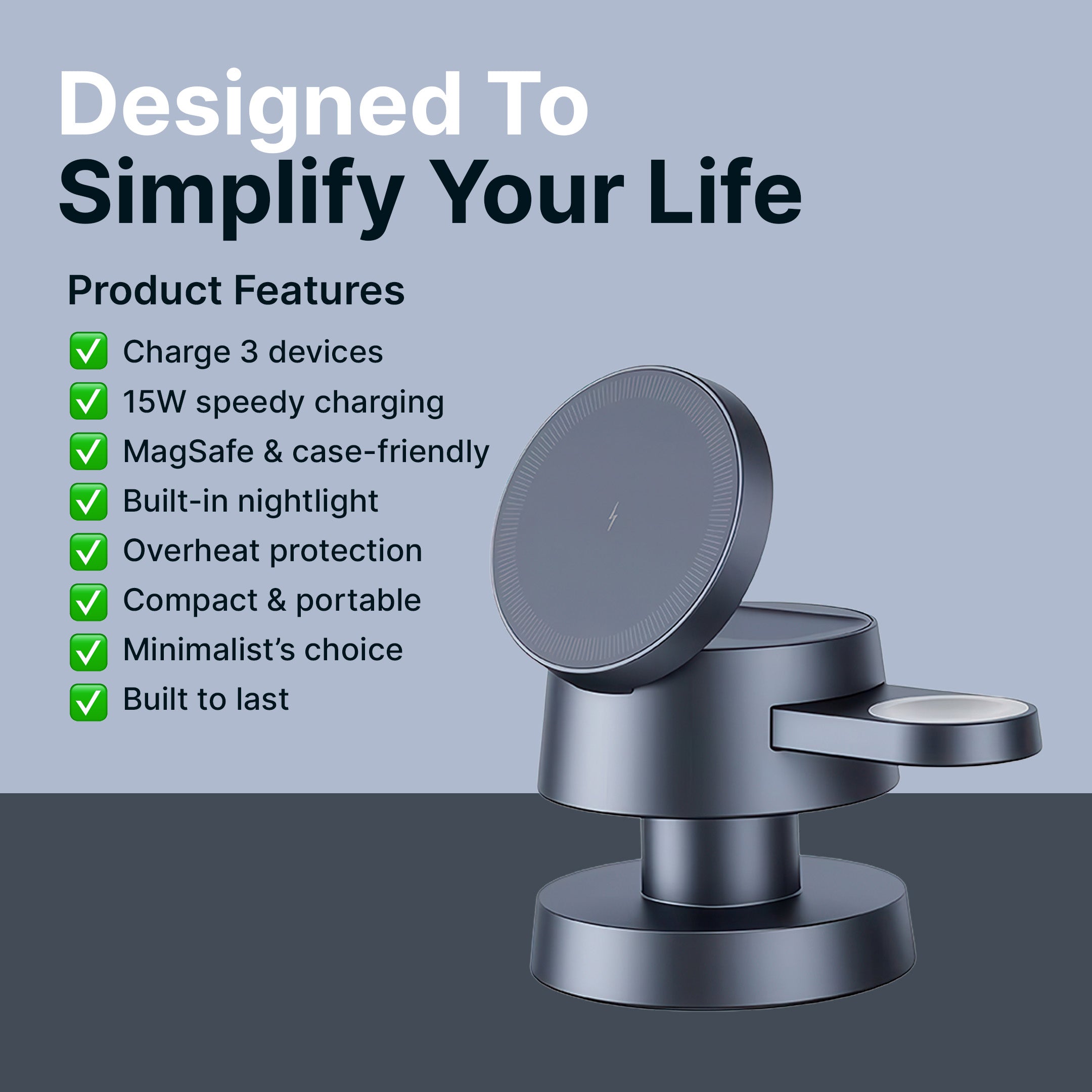 3 in 1 MagSafe Charging Station with LED Light - Image 3