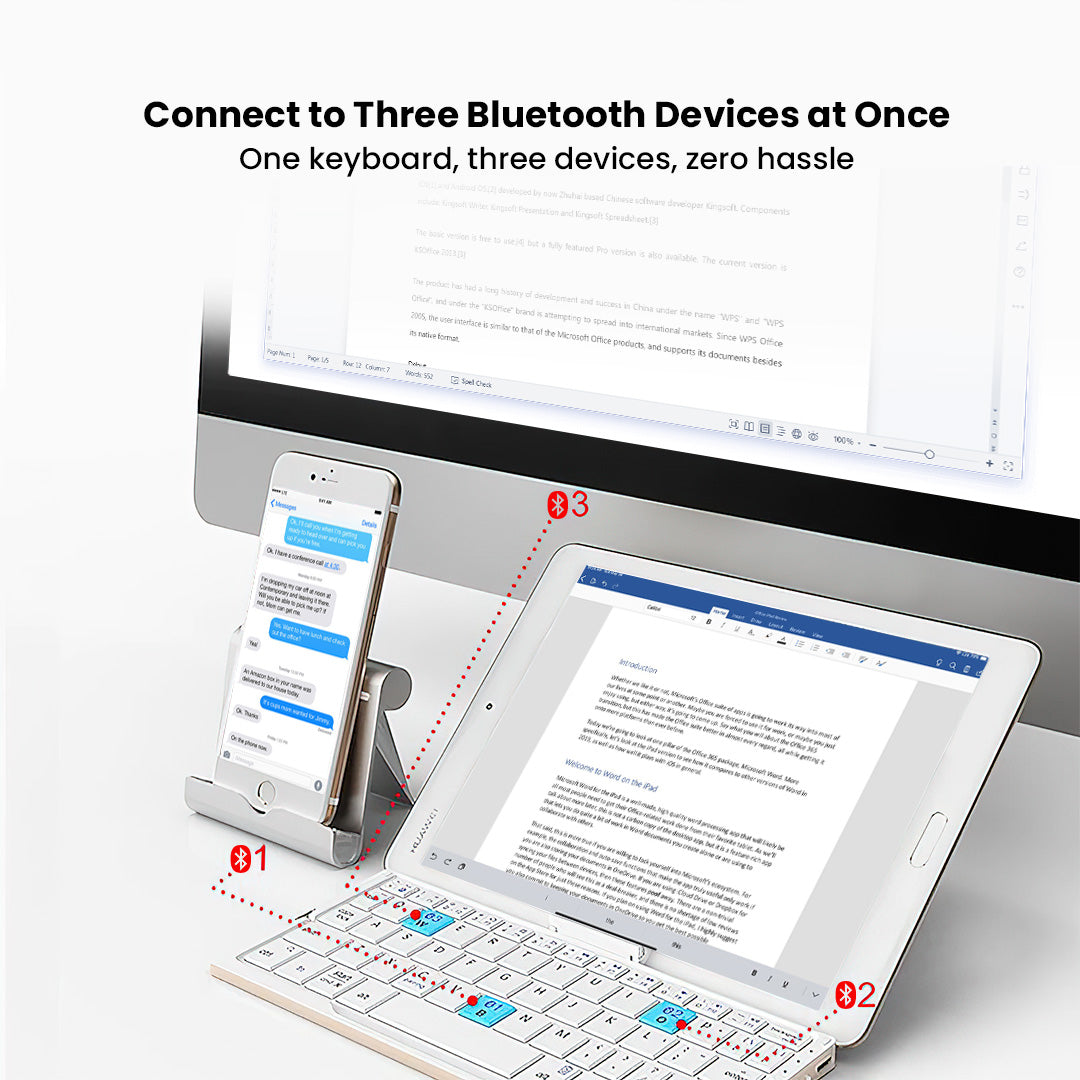 UltraFold Mini Ergonomic Wireless Keyboard with Bluetooth - Image 3