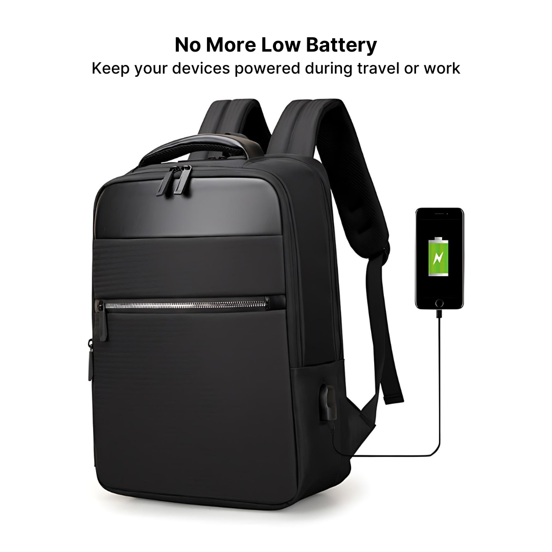 Nylon Business Backpack with Built-in USB Port - Image 6