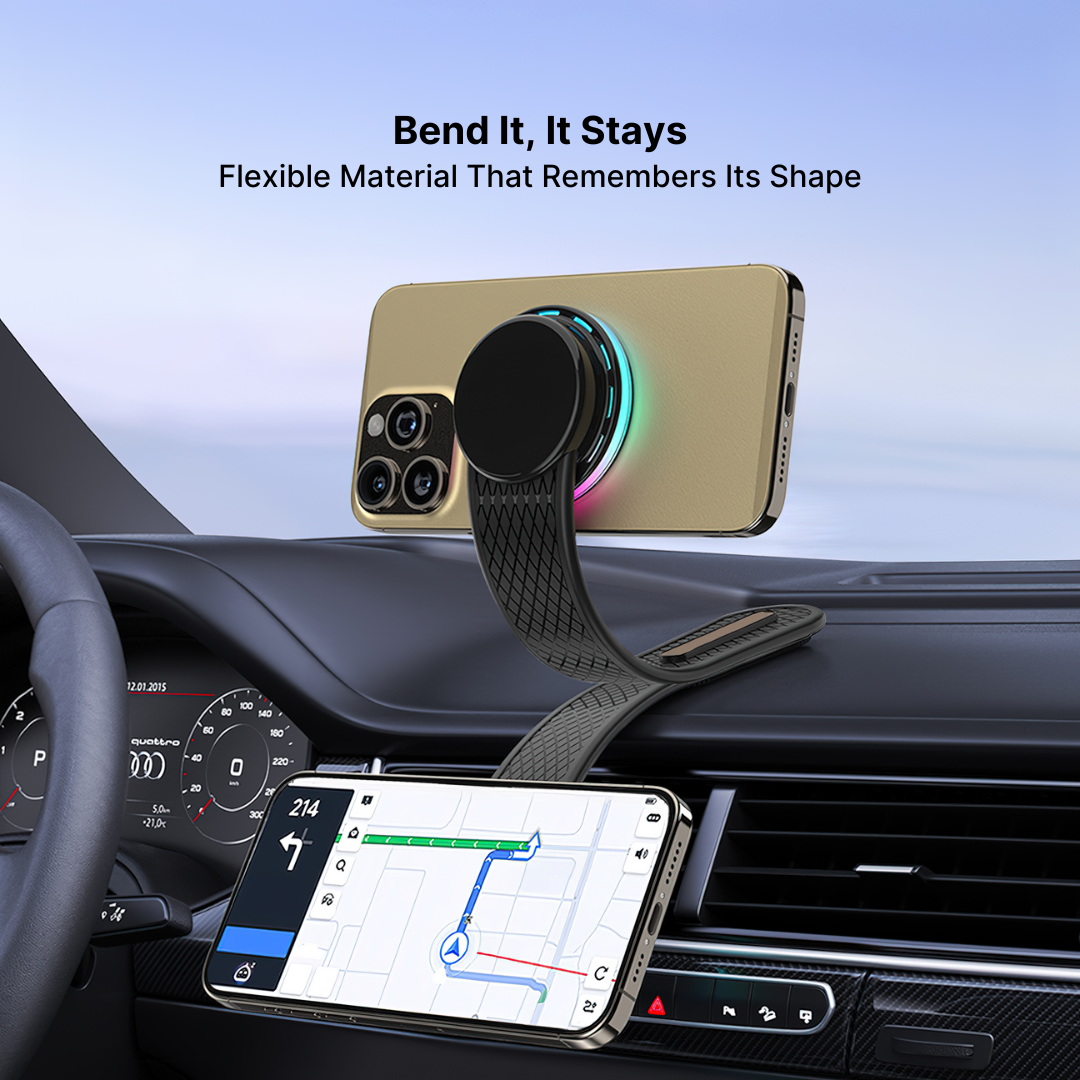 RGB Car Charger Bendable Magnetic Wireless Phone Charger - Image 6