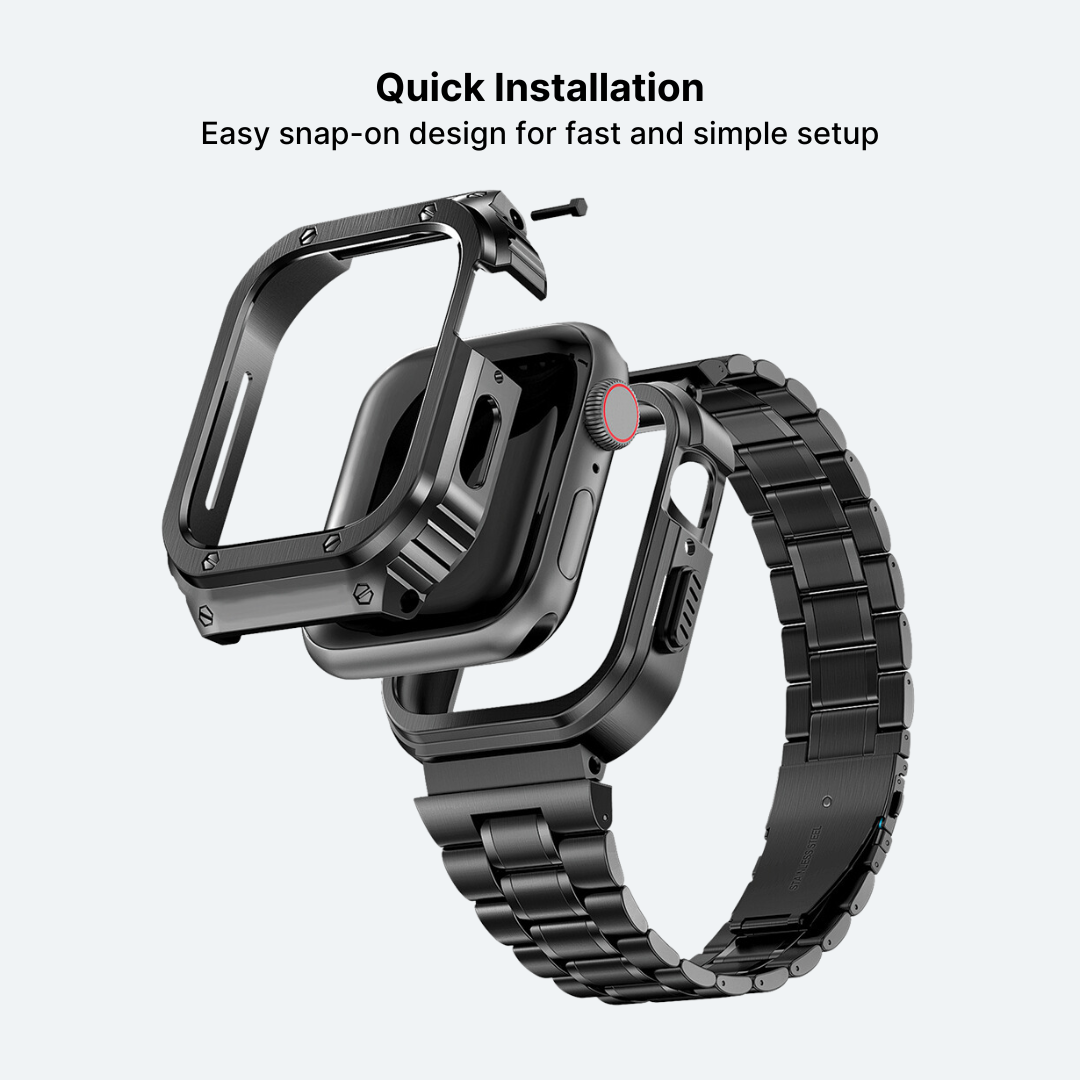 Stainless Steel Apple Watch Band with Ultra-Thin Case Design - Image 6