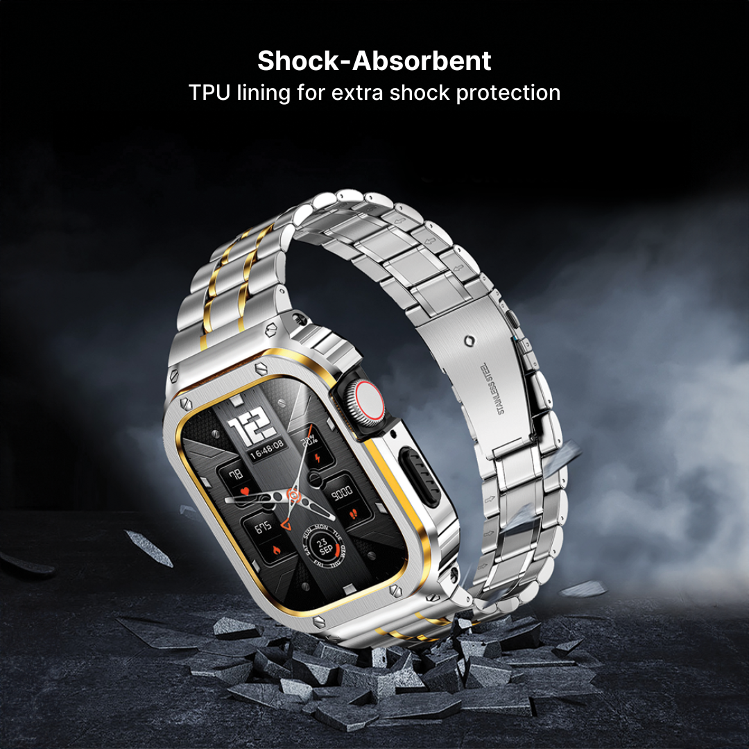 Stainless Steel Apple Watch Band with Ultra-Thin Case Design - Image 7