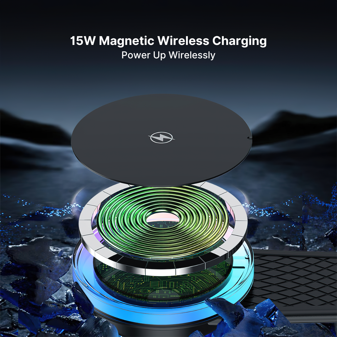 RGB Car Charger Bendable Magnetic Wireless Phone Charger - Image 9
