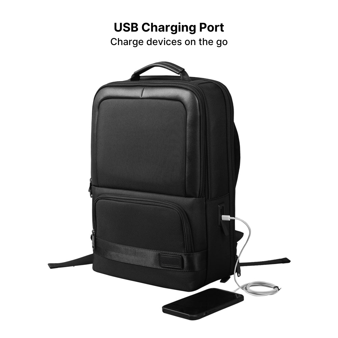 Anti-Theft Leather Laptop Backpack with USB Charging - Image 9