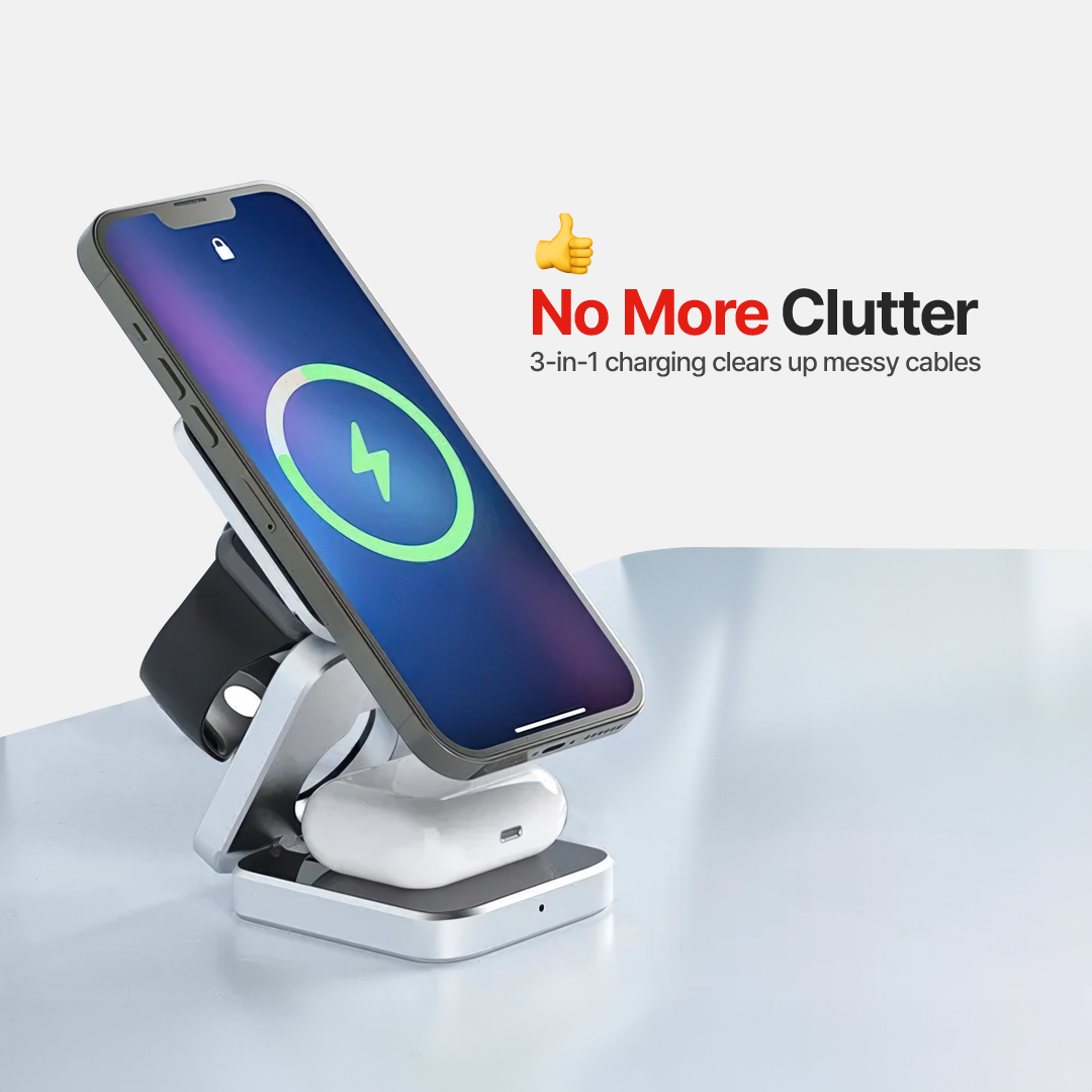 ChargeDeck 3-in-1 Foldable Wireless Station - For Apple & Android - Image 2