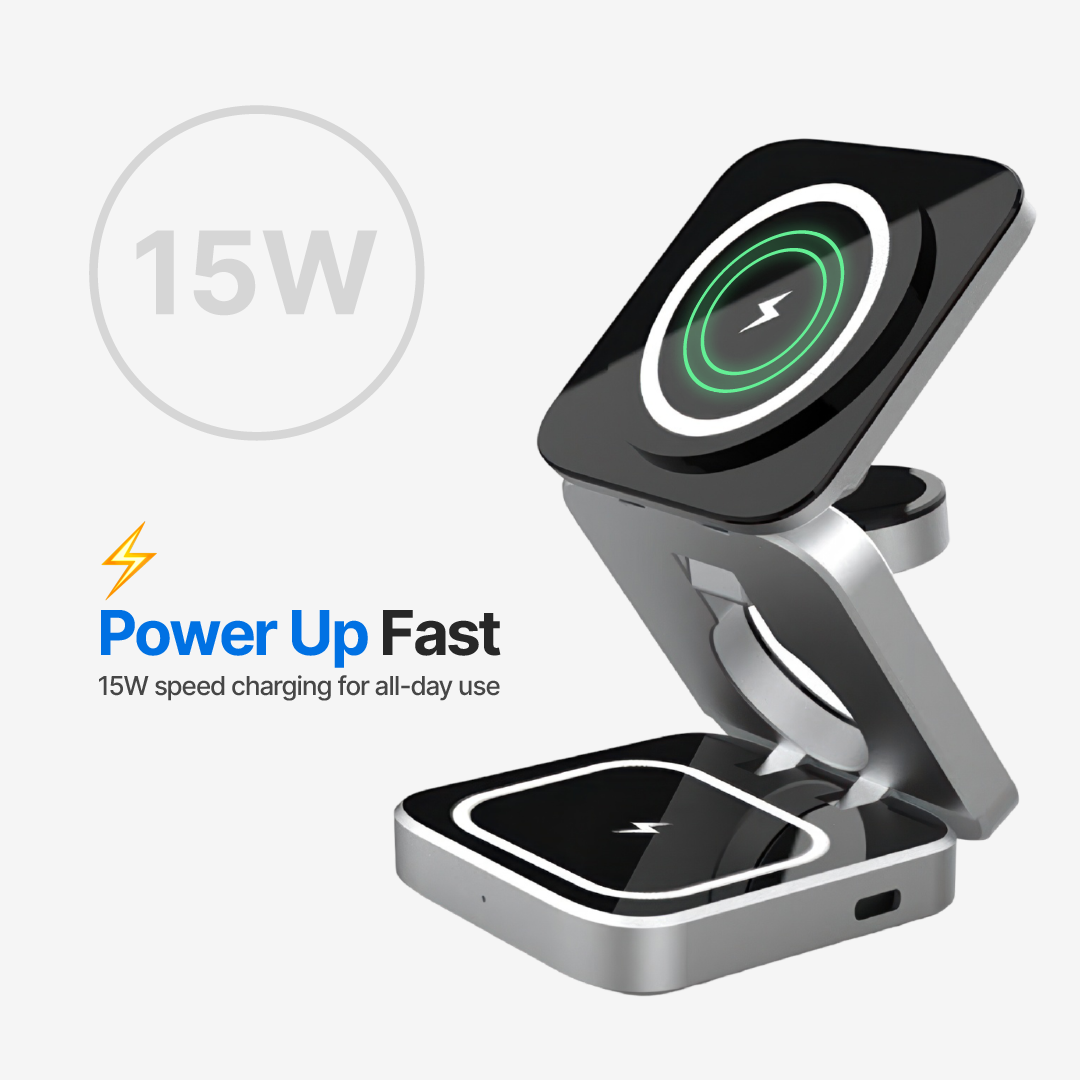 ChargeDeck 3-in-1 Foldable Wireless Station - For Apple & Android - Image 4