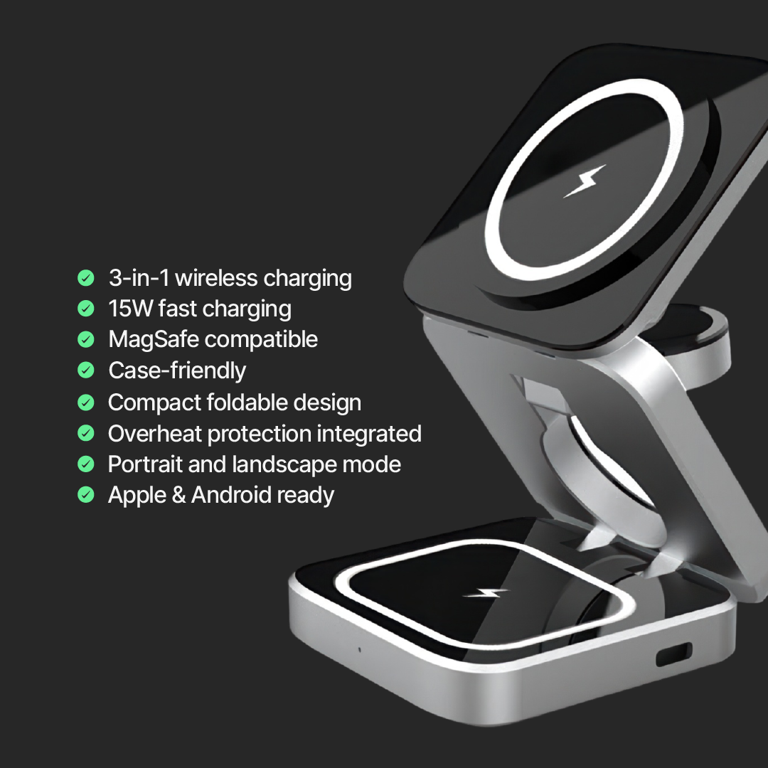ChargeDeck 3-in-1 Foldable Wireless Station - For Apple & Android - Image 11