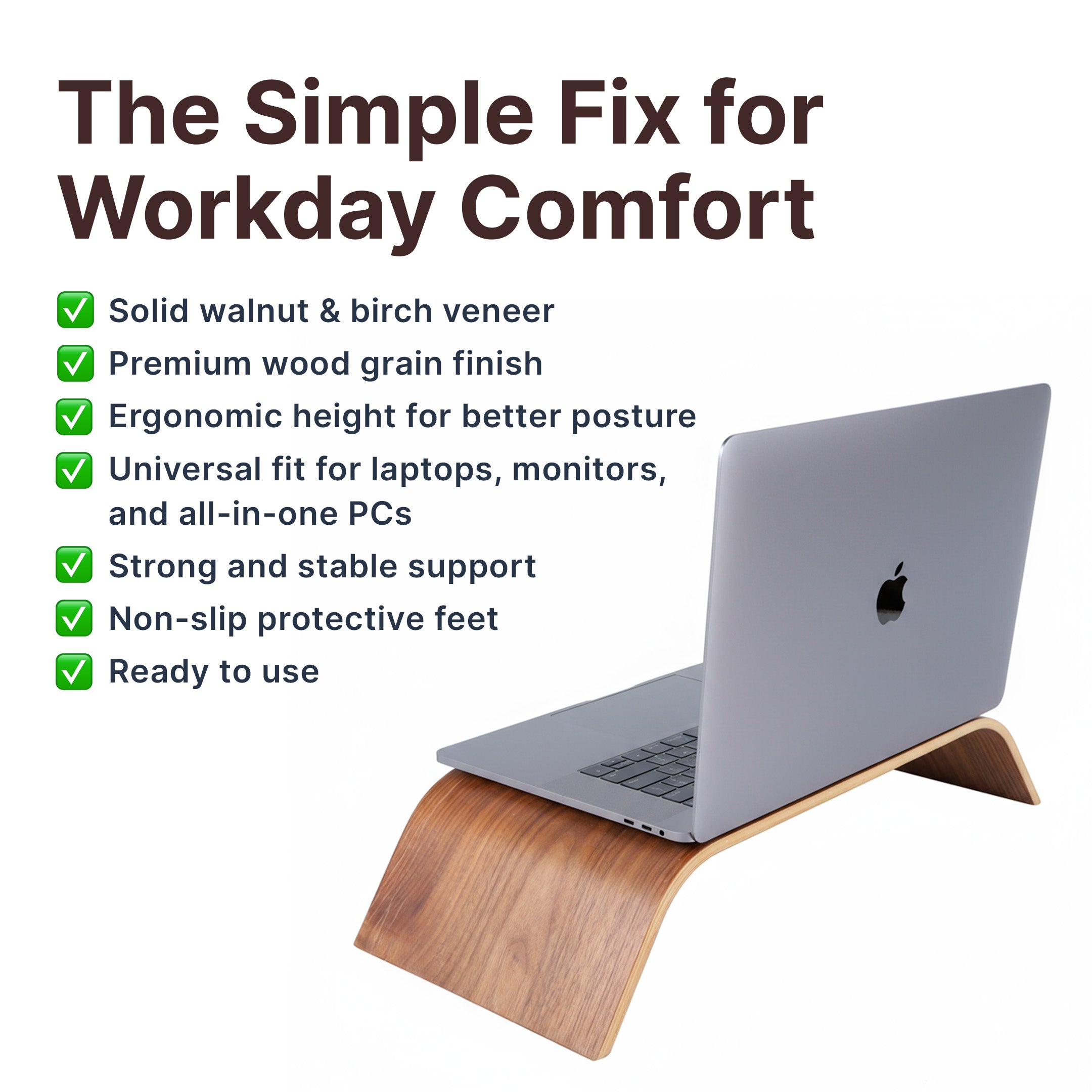 Ergonomic Wooden Monitor Stand - Image 3
