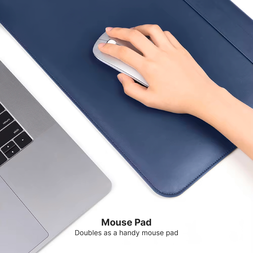 PU Leather MacBook Sleeve with Magnetic Flap and Mouse Pad - Image 4
