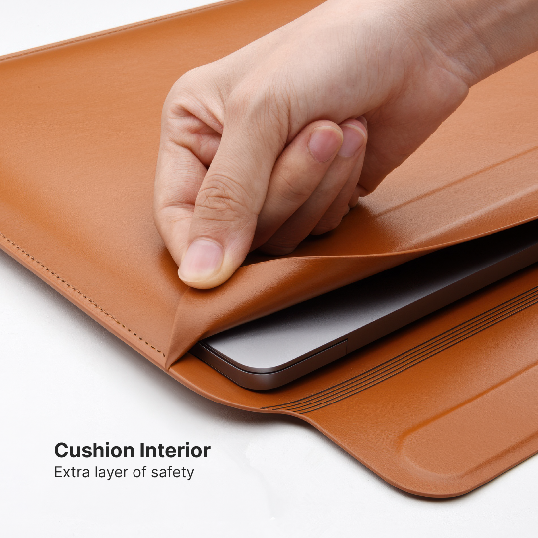 PU Leather MacBook Sleeve with Magnetic Flap and Mouse Pad - Image 6