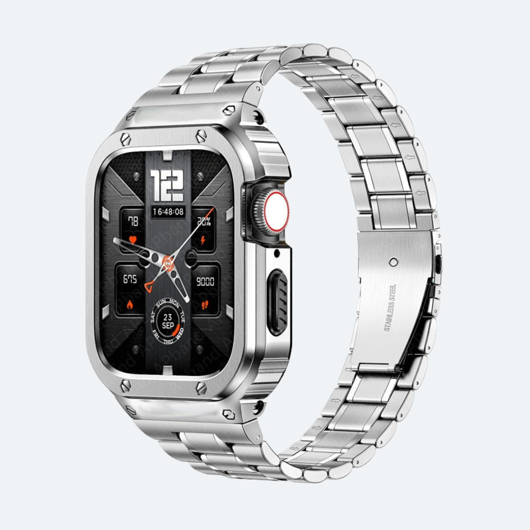 Stainless Steel Apple Watch Band with Ultra-Thin Case Design - Image 2