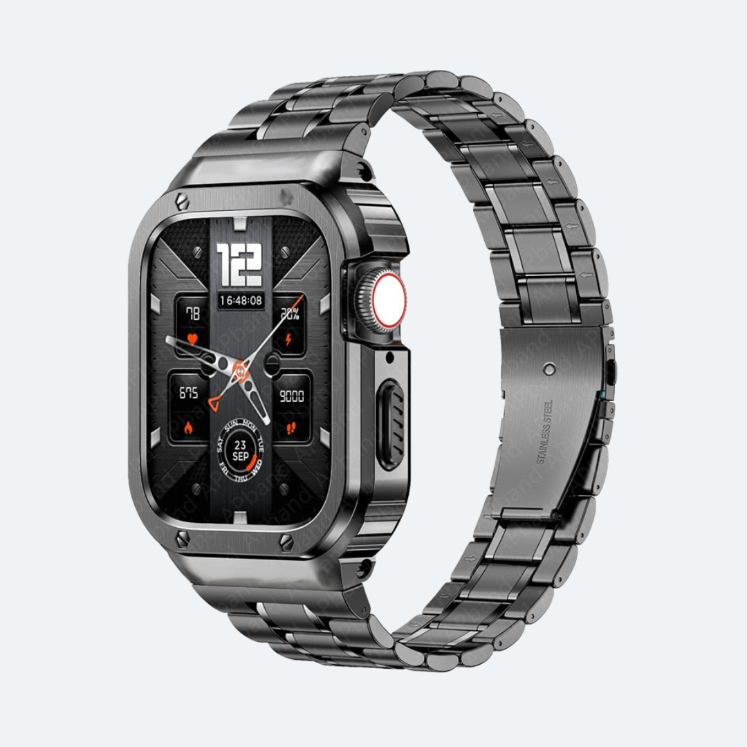 Stainless Steel Apple Watch Band with Ultra-Thin Case Design - Image 4